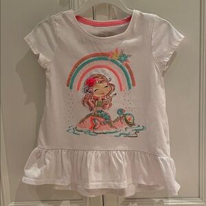 Cynthia Rowley White Tee with Rainbow and Mermaid Print